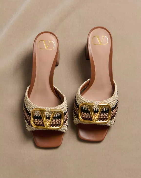 Valentino Vlogo Signature Slide Sandal With Crochet Embroidery 60Mm - Image 2